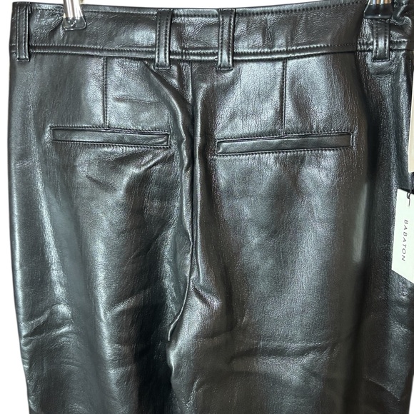 NWT Aritzia Babaton Bazaar Vegan Leather Wide Leg Pant Sz 2 Black Minimalist - Picture 5 of 13
